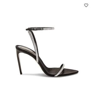 Saint Laurent gippy Black Stiletto Heels with Rhinestone Accents